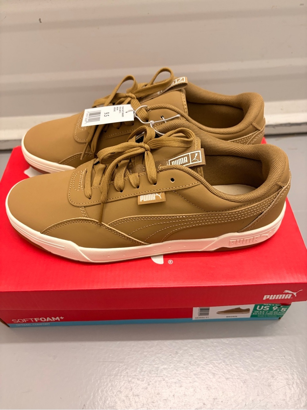 Puma Skate C Buck Toasted Tan Leather Low Top Sneakers Men's Size 9.5 NEW - Picture 2 of 5